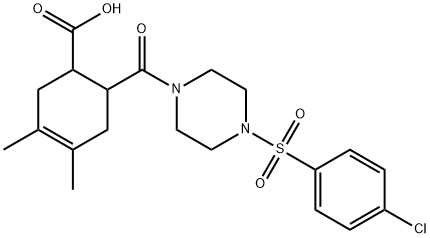 6-(4-((4-chlorophenyl)sulfonyl)piperazine-1-carbonyl)-3,4-dimethylcyclohex-3-enecarboxylic acid 化学構造式