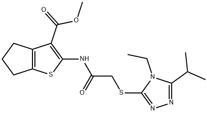 methyl 2-(2-((4-ethyl-5-isopropyl-4H-1,2,4-triazol-3-yl)thio)acetamido)-5,6-dihydro-4H-cyclopenta[b]thiophene-3-carboxylate Structure