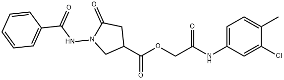 2-((3-chloro-4-methylphenyl)amino)-2-oxoethyl 1-benzamido-5-oxopyrrolidine-3-carboxylate 化学構造式