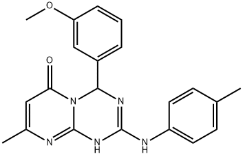 4-(3-methoxyphenyl)-8-methyl-2-[(4-methylphenyl)amino]-1,4-dihydro-6H-pyrimido[1,2-a][1,3,5]triazin-6-one 化学構造式