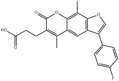 3-(3-(4-fluorophenyl)-5,9-dimethyl-7-oxo-7H-furo[3,2-g]chromen-6-yl)propanoic acid Structure