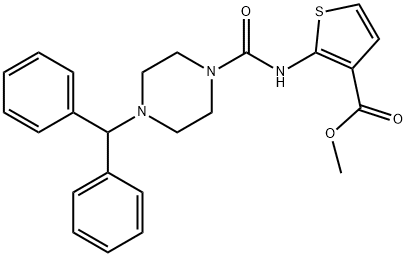 methyl 2-(4-benzhydrylpiperazine-1-carboxamido)thiophene-3-carboxylate 化学構造式