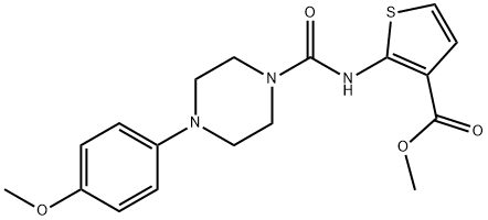 methyl 2-(4-(4-methoxyphenyl)piperazine-1-carboxamido)thiophene-3-carboxylate 化学構造式