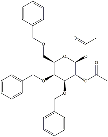 3,4,6-Tris-O-(phenylmethyl)-beta-D-galactopyranose 1,2-diacetate Structure