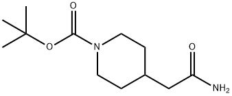 1-Piperidinecarboxylic acid, 4-(2-amino-2-oxoethyl)-, 1,1-dimethylethyl ester Struktur