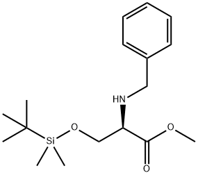 (R)-methyl 2-(benzylamino)-3-((tert-butyldimethylsilyl)oxy)propanoate 化学構造式