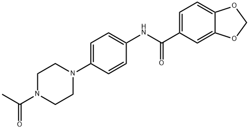 N-[4-(4-acetylpiperazin-1-yl)phenyl]-1,3-benzodioxole-5-carboxamide 化学構造式