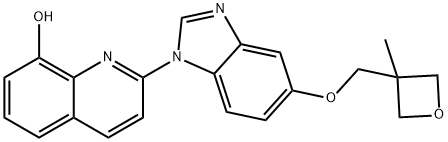 2-(5-((3-methyloxetan-3-yl)methoxy)-1H-benzo[d]imidazol-1-yl)quinolin-8-ol Structure