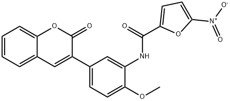 N-[2-methoxy-5-(2-oxo-2H-chromen-3-yl)phenyl]-5-nitrofuran-2-carboxamide Struktur