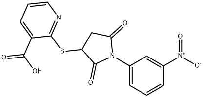 2-{[1-(3-nitrophenyl)-2,5-dioxopyrrolidin-3-yl]sulfanyl}pyridine-3-carboxylic acid Struktur