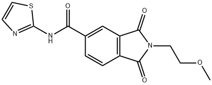 2-(2-methoxyethyl)-1,3-dioxo-N-(1,3-thiazol-2-yl)-2,3-dihydro-1H-isoindole-5-carboxamide 结构式