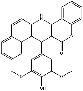 7-(4-hydroxy-3,5-dimethoxyphenyl)-7,14-dihydro-6H-benzo[f]chromeno[4,3-b]quinolin-6-one 化学構造式