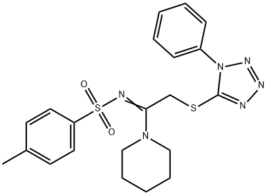 4-methyl-N-[(1Z)-2-[(1-phenyl-1H-tetrazol-5-yl)sulfanyl]-1-(piperidin-1-yl)ethylidene]benzenesulfonamide Struktur