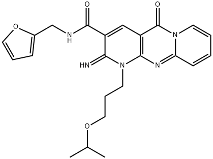 N-(2-furylmethyl)-2-imino-1-(3-isopropoxypropyl)-5-oxo-1,5-dihydro-2H-dipyrido[1,2-a:2,3-d]pyrimidine-3-carboxamide 化学構造式