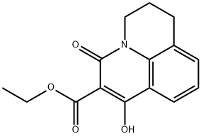 1-Hydroxy-3-oxo-6,7-dihydro-3H,5H-pyrido[3,2,1-ij]quinoline-2-carboxylic acid ethyl ester 化学構造式