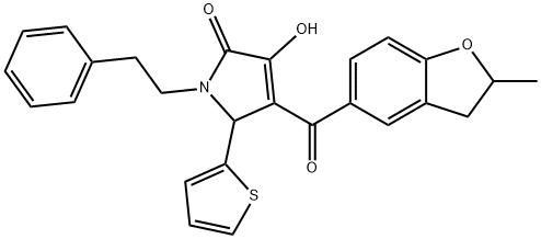 3-hydroxy-4-[(2-methyl-2,3-dihydro-1-benzofuran-5-yl)carbonyl]-1-(2-phenylethyl)-5-(2-thienyl)-1,5-dihydro-2H-pyrrol-2-one,841209-33-4,结构式