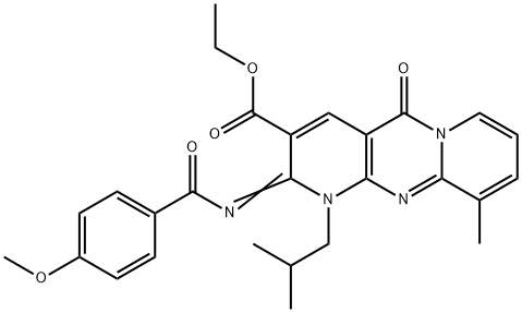 ethyl 1-isobutyl-2-[(4-methoxybenzoyl)imino]-10-methyl-5-oxo-1,5-dihydro-2H-dipyrido[1,2-a:2,3-d]pyrimidine-3-carboxylate Structure