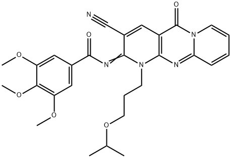 N-{(2E)-3-cyano-5-oxo-1-[3-(propan-2-yloxy)propyl]-1,5-dihydro-2H-dipyrido[1,2-a:2',3'-d]pyrimidin-2-ylidene}-3,4,5-trimethoxybenzamide Structure