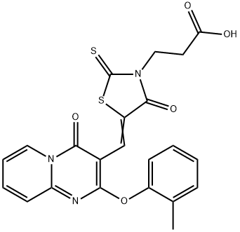 3-[(5Z)-5-{[2-(2-methylphenoxy)-4-oxo-4H-pyrido[1,2-a]pyrimidin-3-yl]methylidene}-4-oxo-2-thioxo-1,3-thiazolidin-3-yl]propanoic acid|