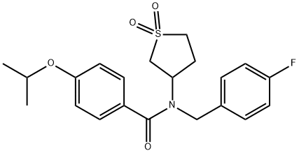 N-(1,1-dioxidotetrahydrothiophen-3-yl)-N-(4-fluorobenzyl)-4-(propan-2-yloxy)benzamide,845631-45-0,结构式