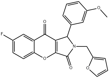 7-fluoro-2-(2-furylmethyl)-1-(3-methoxyphenyl)-1,2-dihydrochromeno[2,3-c]pyrrole-3,9-dione,845635-10-1,结构式