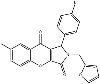 1-(4-bromophenyl)-2-(2-furylmethyl)-7-methyl-1,2-dihydrochromeno[2,3-c]pyrrole-3,9-dione,845666-71-9,结构式