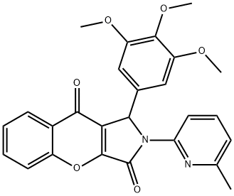 2-(6-methyl-2-pyridinyl)-1-(3,4,5-trimethoxyphenyl)-1,2-dihydrochromeno[2,3-c]pyrrole-3,9-dione Structure