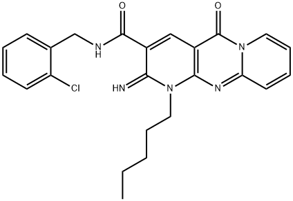 N-(2-chlorobenzyl)-2-imino-5-oxo-1-pentyl-1,5-dihydro-2H-dipyrido[1,2-a:2,3-d]pyrimidine-3-carboxamide 化学構造式