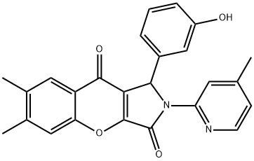 1-(3-hydroxyphenyl)-6,7-dimethyl-2-(4-methyl-2-pyridinyl)-1,2-dihydrochromeno[2,3-c]pyrrole-3,9-dione,847038-67-9,结构式