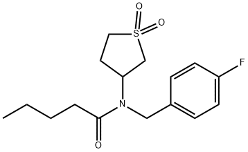 N-(1,1-dioxidotetrahydrothiophen-3-yl)-N-(4-fluorobenzyl)pentanamide 结构式