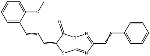 (5Z)-5-[(2E)-3-(2-methoxyphenyl)prop-2-en-1-ylidene]-2-[(E)-2-phenylethenyl][1,3]thiazolo[3,2-b][1,2,4]triazol-6(5H)-one 结构式