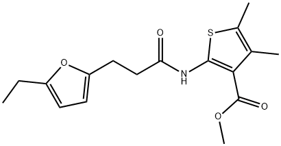 methyl 2-{[3-(5-ethylfuran-2-yl)propanoyl]amino}-4,5-dimethylthiophene-3-carboxylate 化学構造式