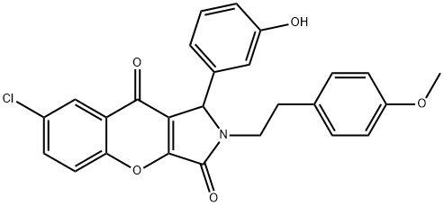 7-chloro-1-(3-hydroxyphenyl)-2-[2-(4-methoxyphenyl)ethyl]-1,2-dihydrochromeno[2,3-c]pyrrole-3,9-dione 化学構造式