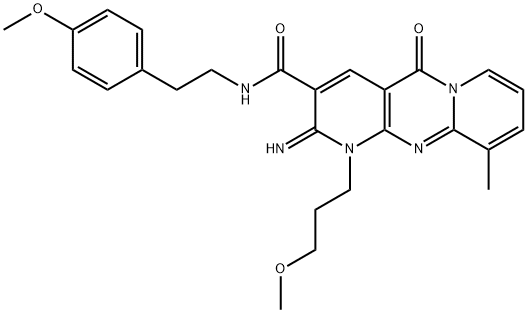 2-imino-N-[2-(4-methoxyphenyl)ethyl]-1-(3-methoxypropyl)-10-methyl-5-oxo-1,5-dihydro-2H-dipyrido[1,2-a:2,3-d]pyrimidine-3-carboxamide 结构式