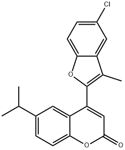 4-(5-chloro-3-methyl-1-benzofuran-2-yl)-6-(propan-2-yl)-2H-chromen-2-one Struktur