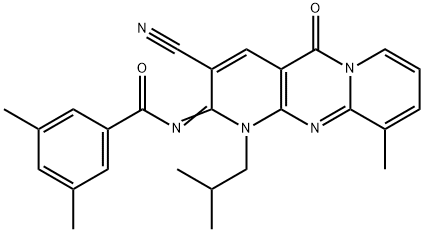 N-(3-cyano-1-isobutyl-10-methyl-5-oxo-1,5-dihydro-2H-dipyrido[1,2-a:2,3-d]pyrimidin-2-ylidene)-3,5-dimethylbenzamide|