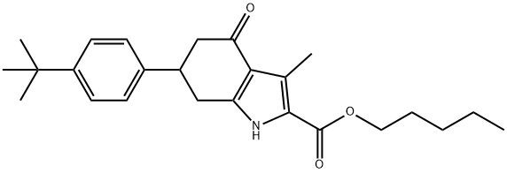 pentyl 6-(4-(tert-butyl)phenyl)-3-methyl-4-oxo-4,5,6,7-tetrahydro-1H-indole-2-carboxylate Struktur