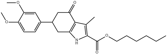 hexyl 6-(3,4-dimethoxyphenyl)-3-methyl-4-oxo-4,5,6,7-tetrahydro-1H-indole-2-carboxylate|