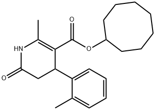 cyclooctyl 2-methyl-6-oxo-4-(o-tolyl)-1,4,5,6-tetrahydropyridine-3-carboxylate 化学構造式