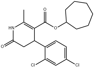 cycloheptyl 4-(2,4-dichlorophenyl)-2-methyl-6-oxo-1,4,5,6-tetrahydropyridine-3-carboxylate 结构式