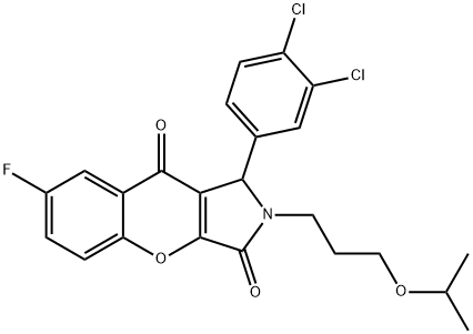 1-(3,4-dichlorophenyl)-7-fluoro-2-[3-(propan-2-yloxy)propyl]-1,2-dihydrochromeno[2,3-c]pyrrole-3,9-dione,847916-27-2,结构式