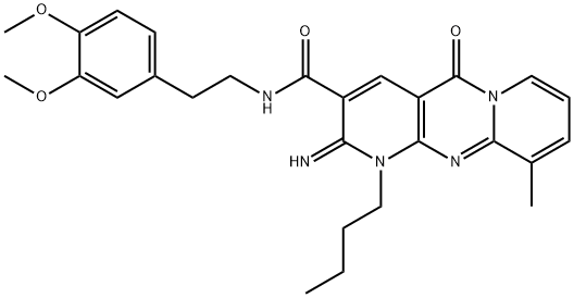 1-butyl-N-[2-(3,4-dimethoxyphenyl)ethyl]-2-imino-10-methyl-5-oxo-1,5-dihydro-2H-dipyrido[1,2-a:2,3-d]pyrimidine-3-carboxamide 结构式