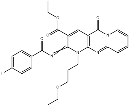 ethyl 1-(3-ethoxypropyl)-2-[(4-fluorobenzoyl)imino]-5-oxo-1,5-dihydro-2H-dipyrido[1,2-a:2,3-d]pyrimidine-3-carboxylate Structure