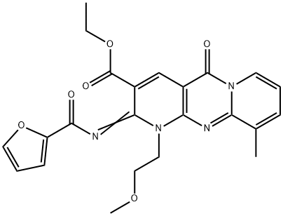 ethyl 2-(2-furoylimino)-1-(2-methoxyethyl)-10-methyl-5-oxo-1,5-dihydro-2H-dipyrido[1,2-a:2,3-d]pyrimidine-3-carboxylate,848733-42-6,结构式