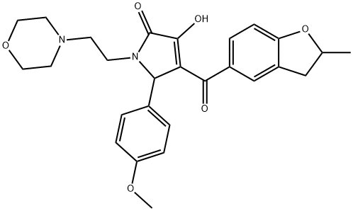 3-hydroxy-5-(4-methoxyphenyl)-4-[(2-methyl-2,3-dihydro-1-benzofuran-5-yl)carbonyl]-1-[2-(4-morpholinyl)ethyl]-1,5-dihydro-2H-pyrrol-2-one 化学構造式