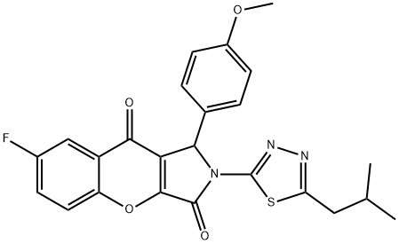 7-fluoro-2-(5-isobutyl-1,3,4-thiadiazol-2-yl)-1-(4-methoxyphenyl)-1,2-dihydrochromeno[2,3-c]pyrrole-3,9-dione Structure