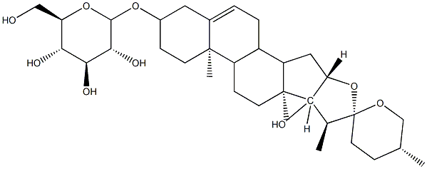 (3BETA,25R)-17-羟基螺甾-5-烯-3-基 O-ALPHA-L-阿拉伯吡喃糖基-(1-4)-O-[6-脱氧-ALPHA-L-甘露糖基-(1-2)]-BETA-D-吡喃葡萄糖苷,84914-58-9,结构式