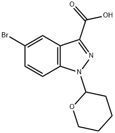 5-bromo-1-(tetrahydro-2H-pyran-2-yl)-1H-indazole-3-carboxylic acid Struktur