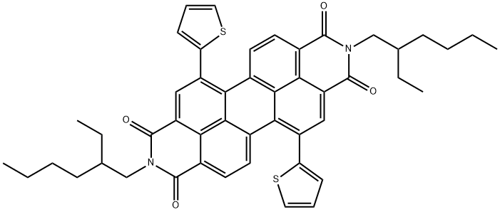 N,N'-di(2-ethylhexyl)-1,7-di(thiophen-2-yl)perylene-3,4,9,10-tetracarboxylic acid bisimide Struktur
