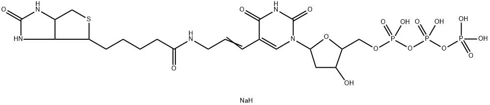 sodium (E)-(5-(2,4-dioxo-5-(3-(5-(2-oxohexahydro-1H-thieno[3,4-d]imidazol-4-yl)pentanamido)prop-1-en-1-yl)-3,4-dihydropyrimidin-1(2H)-yl)-3-hydroxytetrahydrofuran-2-yl)methyl triphosphate Structure